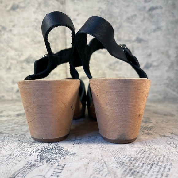 Skola Susannah black wood and leather clogs - Picture 5 of 12